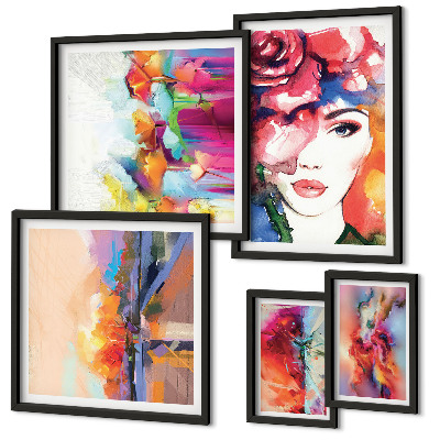 Parede galeria de quadros Retratos abstratos coloridos