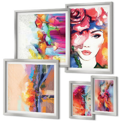 Parede galeria de quadros Retratos abstratos coloridos