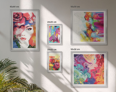 Conjunto de 5 quadros com moldura Retratos abstratos coloridos