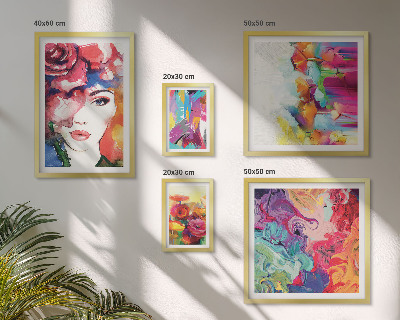 Conjunto de 5 quadros com moldura Retratos abstratos coloridos