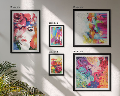 Conjunto de 5 quadros com moldura Retratos abstratos coloridos