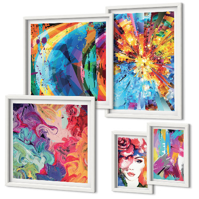 Parede galeria de quadros Composições abstratas e coloridas