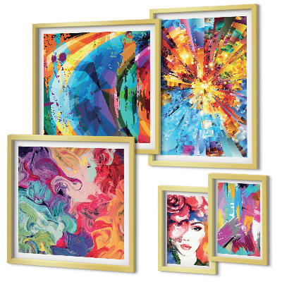 Parede galeria de quadros Composições abstratas e coloridas