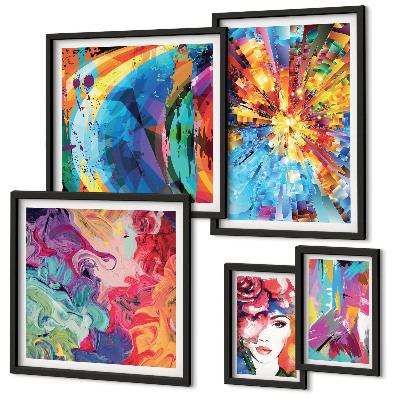 Parede galeria de quadros Composições abstratas e coloridas