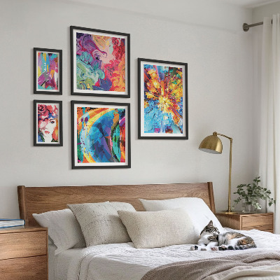 Parede galeria de quadros Composições abstratas e coloridas