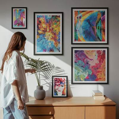 Parede galeria de quadros Composições abstratas e coloridas