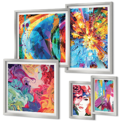 Parede galeria de quadros Composições abstratas e coloridas