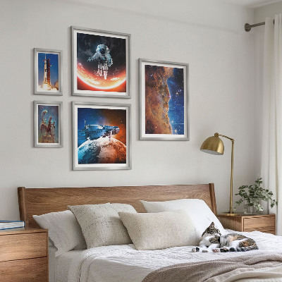 Conjunto de 5 quadros com moldura Viagem espacial da galáxia