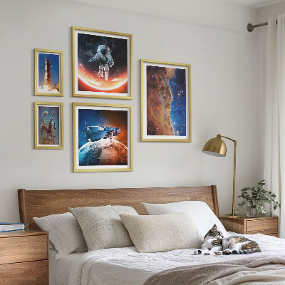 Conjunto de 5 quadros com moldura Viagem espacial da galáxia