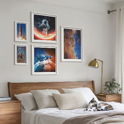 Conjunto de 5 quadros com moldura Viagem espacial da galáxia