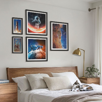 Conjunto de 5 quadros com moldura Viagem espacial da galáxia