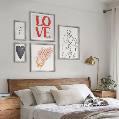 Conjunto de 5 quadros decorativos Família, amor, carinho, felicidade