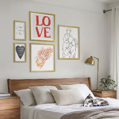 Conjunto de 5 quadros decorativos Família, amor, carinho, felicidade