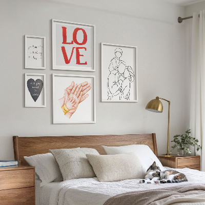 Conjunto de 5 quadros decorativos Família, amor, carinho, felicidade