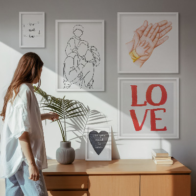 Conjunto de 5 quadros decorativos Família, amor, carinho, felicidade