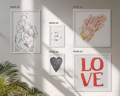 Conjunto de 5 quadros decorativos com frases sobre família amor carinho e felicidade