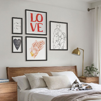 Conjunto de 5 quadros decorativos Família, amor, carinho, felicidade