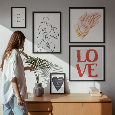 Conjunto de 5 quadros decorativos Família, amor, carinho, felicidade
