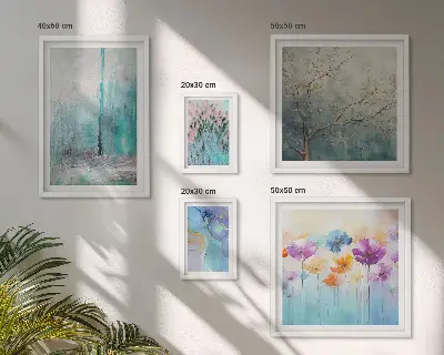 Galeria de quadros para parede com paisagens abstratas de flores
