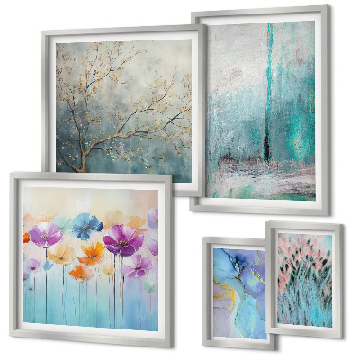 Parede galeria de quadros paisagens abstratas flores