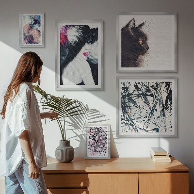 Conjunto de 5 quadros com moldura Retratos abstratos elegantes