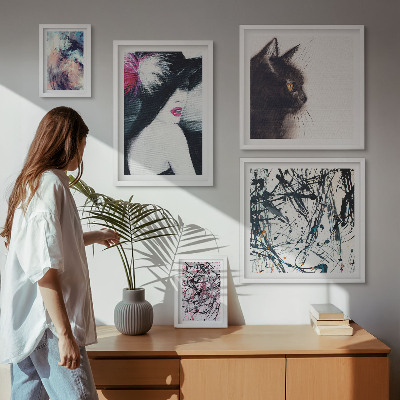 Conjunto de 5 quadros com moldura Retratos abstratos elegantes