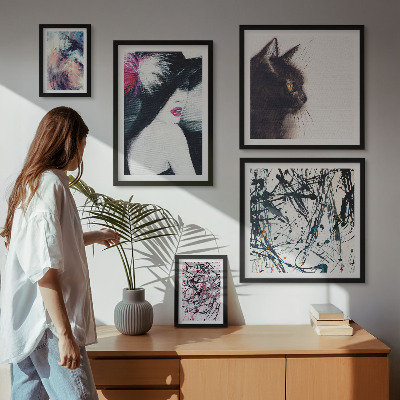 Conjunto de 5 quadros com moldura Retratos abstratos elegantes