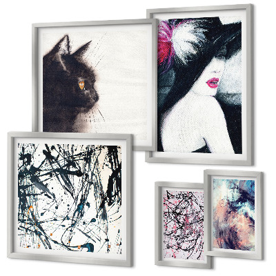 Conjunto de 5 quadros com moldura Retratos abstratos elegantes