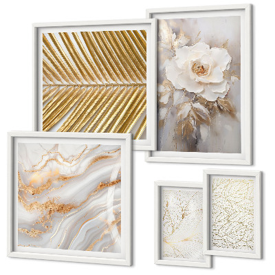 Conjunto de 5 quadros decorativos Motivos florais elegantes