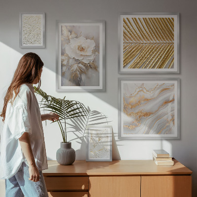 Conjunto de 5 quadros decorativos Motivos florais elegantes