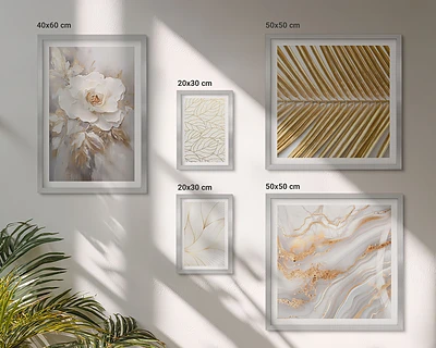 Conjunto de 5 quadros decorativos com motivos florais elegantes