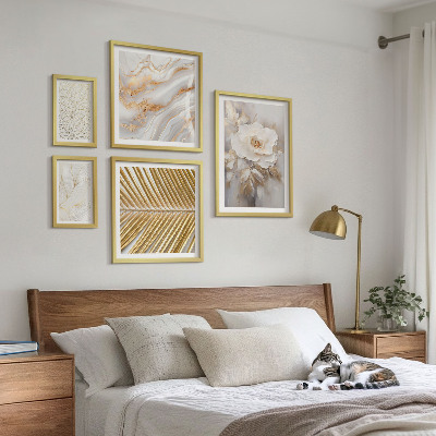 Conjunto de 5 quadros decorativos Motivos florais elegantes