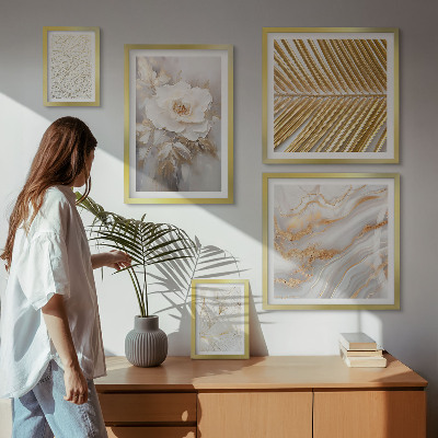 Conjunto de 5 quadros decorativos Motivos florais elegantes
