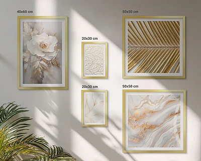 Conjunto de 5 quadros decorativos com motivos florais elegantes