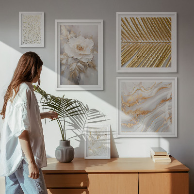 Conjunto de 5 quadros decorativos Motivos florais elegantes