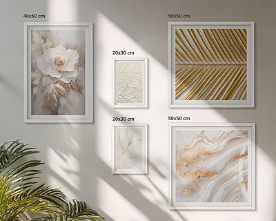 Conjunto de 5 quadros decorativos com motivos florais elegantes