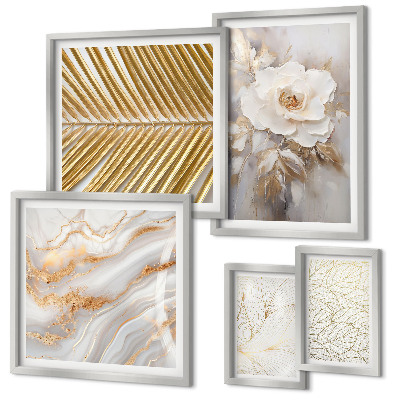 Conjunto de 5 quadros decorativos Motivos florais elegantes