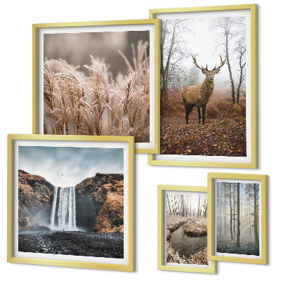 Parede galeria de quadros paisagens da vida selvagem