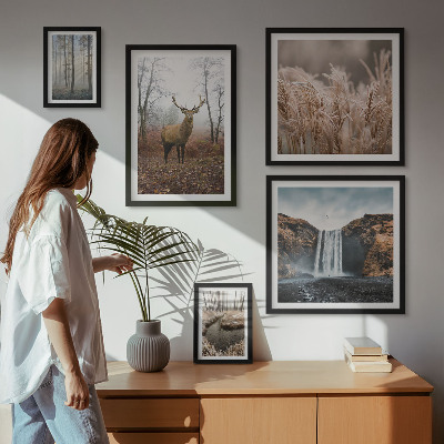 Parede galeria de quadros paisagens da vida selvagem