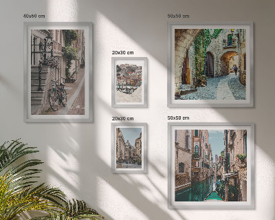 Conjunto de 5 quadros decorativos Ruas encantadoras com bicicletas