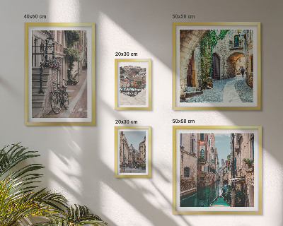 Conjunto de 5 quadros decorativos Ruas encantadoras com bicicletas