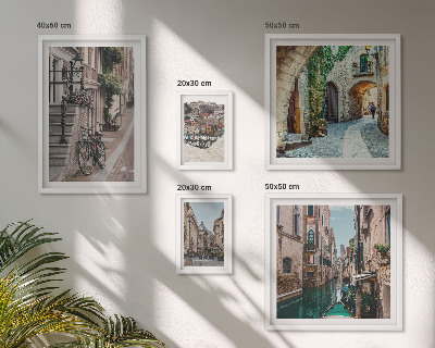 Conjunto de 5 quadros decorativos Ruas encantadoras com bicicletas