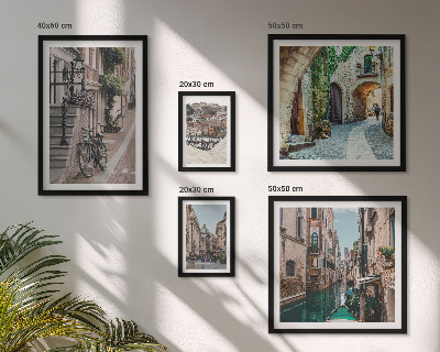 Conjunto de 5 quadros decorativos Ruas encantadoras com bicicletas