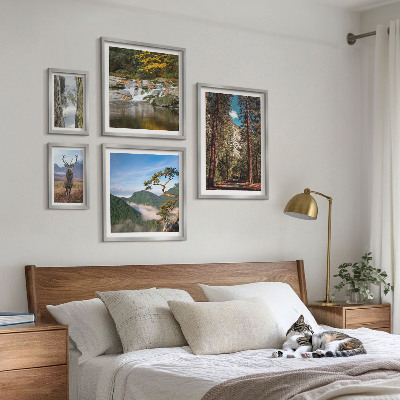 Conjunto de 5 quadros com moldura Paisagens montanhosas e natureza selvagem