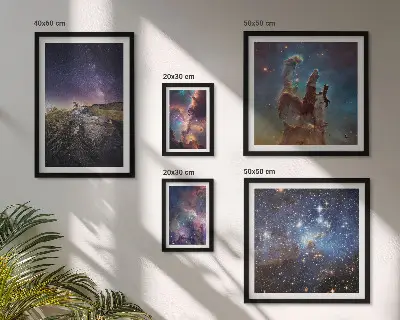 Galeria de quadros de parede com paisagens cósmicas de galáxias