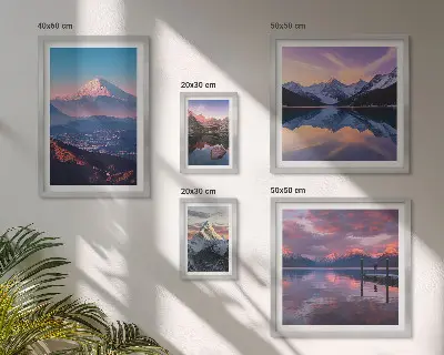 Conjunto de 5 quadros decorativos vistas das montanhas com picos pitorescos