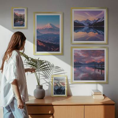 Conjunto de 5 quadros decorativos Vistas das montanhas, picos pitorescos