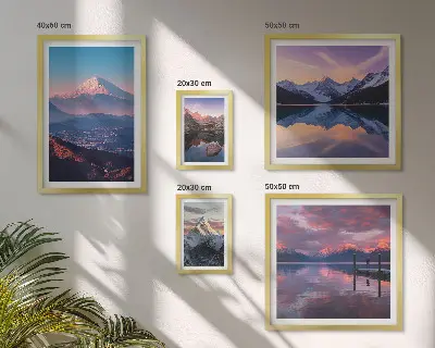 Conjunto de 5 quadros decorativos vistas das montanhas com picos pitorescos