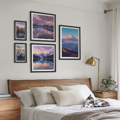 Conjunto de 5 quadros decorativos Vistas das montanhas, picos pitorescos