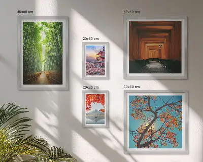 Galeria de quadros para parede com paisagens de flores de bambu do Japão